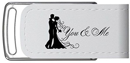 USB-Stick mit Hochzeitsmotiv – Edles Design aus Kunstleder und Metall, ideal als Hochzeitsgeschenk oder für Erinnerungsfotos (16GB/32GB/64GB). USB 3.0 (You & Me, 8GB)