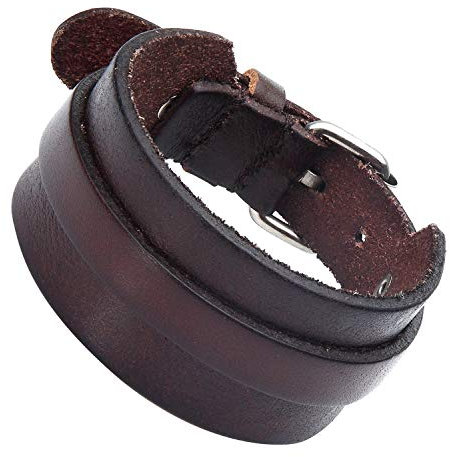 Atemberaubende verstellbar Dunkelbraun Manschette Leder Armband für Männer 26,5 cm in der Länge in Breite von 0,5 cm in Stärke von 3 cm (Metall Schnalle Schließe)