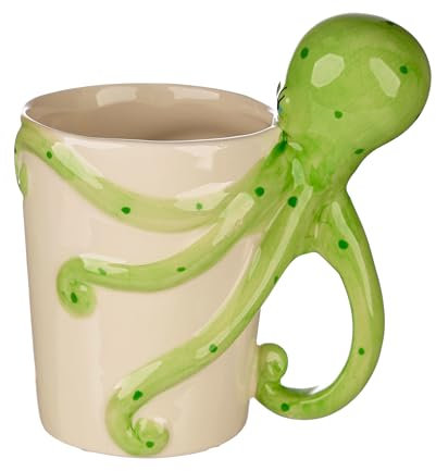 Puckator Lisa Parker Octopus Ceramic Shaped Handle Tea Coffee Mug - Funny Home Accessories - Cute Gifts for Girlfriend - Large Mugs for Men Women Hot Drinks Cups Presents - Secret Santa Gift Cup Set