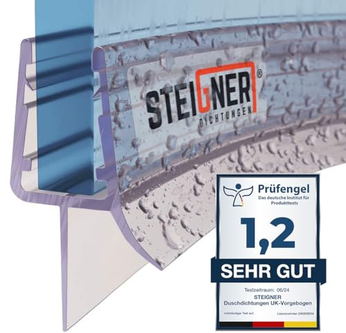 STEIGNER Guarnizione doccia, 170cm, per spessore vetro 6/7/ 8 mm, guarnizione semicircolare in PVC, UK03