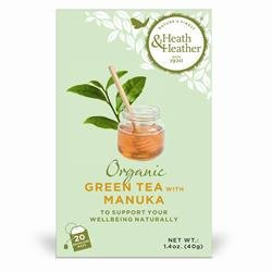 6 Pack of Heath and Heather Organic Green Tea & Manuka Honey 20 Bag
