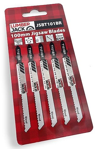 LUMBER JACK Jigsaw Blades, 5 Pack for Bosch Dewalt Makita & Milwaukee T101BR 100mm Length, Max Cutting Thickness 61mm