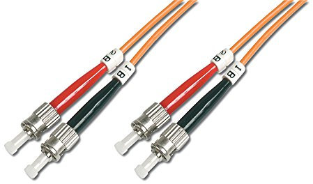 DIGITUS LWL Patch-Kabel OM2 - 2 m ST auf ST Glasfaser-Kabel - LSZH - Duplex Multimode 50/125µ - 10 GBit/s - Orange
