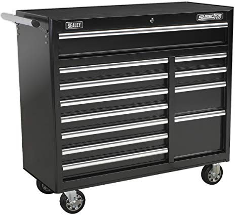 Sealey AP41120B Rollwagen mit 12 Schubladen und Kugellager, 1050 mm x 465 mm x 1005 mm, Schwarz