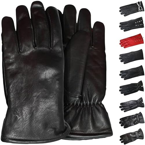 German Wear Damen Lederhandschuhe Lammnappa Handschuhe echtleder winter Handschuhe Gl-3 Schwarz - M=7 Handumfang 19cm