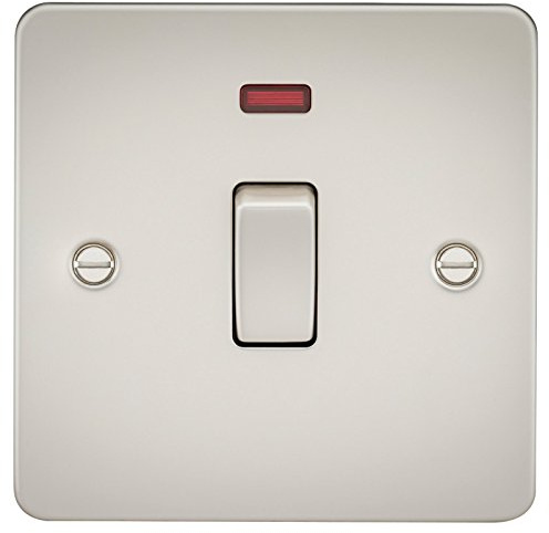 Knightsbridge FPAV8341NPL 20 A 1-Gang Flat Plate DP Switch with Neon Light - Pearl