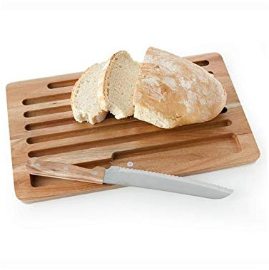 Brandani 54010, tagliere pane in acacia con coltello in acciaio inox