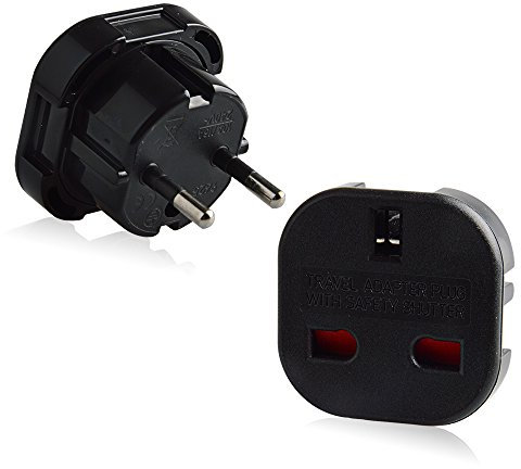 Neuftech 2X Adaptateur Prise UK/Royaume Uni/UK 3 Broches vers Les Prises Françaises/Européennes/France/Europe 2 Broches Adaptateur de Voyage (Paquet de 2)