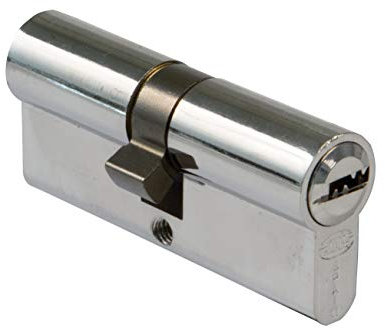 Amig - Cilindro de seguridad - Cerradura para puertas - Bombín de doble embrague -Leva larga - Incluye 5 llaves - Plateado - Medidas: 80 (35-45 mm)