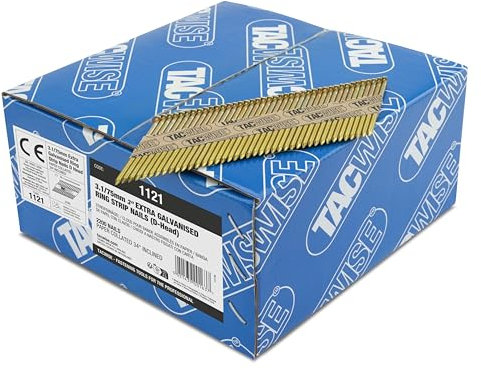 Tacwise 1121 Typ 3,1/75mm verzinkte Streifennägel Ring, 2200 Stück, Silber