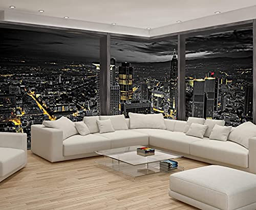 Forwall Fototapete XXL Eckfototapete 624x219 New York Fenster Panorama Wohnzimmer Schlafzimmer Wandtapete Vlies Tapete UV-Beständig Geruchsfrei Montagefertig (744, VEEXXL - 6 Bahnen)