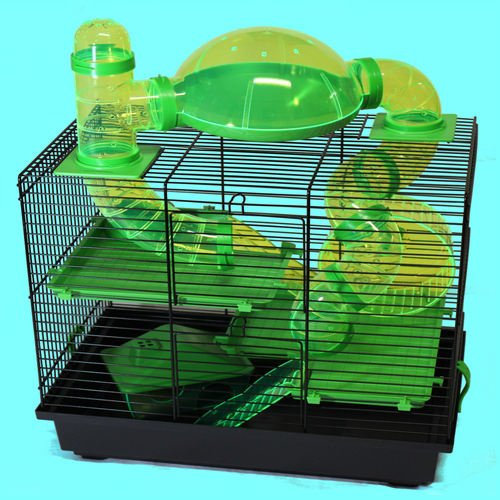 Nagerkäfig Hamsterkäfig Mäusekäfig Käfig viele Röhren, Haus, Laufrad Rocky grün
