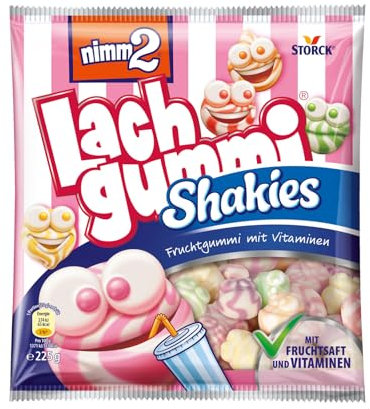 nimm2 Lachgummi Shakies – 1 x 225g – Fruchtgummi mit Fruchtsaft, Vitaminen und Milch