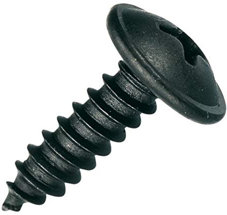 Blechschrauben Flachkopf mit Scheibe Kreuzschlitz schwarz verzinkt Auswahl: 4,8 x 13 mm, 50 Stück