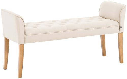 CLP Chaiselongue Cleopatra I Stoff-Bezug I Polsterbank, Farbe:Creme, Gestell Farbe:antik-hell