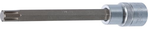 BGS 4179 | Bit-Einsatz | Länge 140 mm | Keil-Profil (für RIBE) M10,3 | Antrieb Innenvierkant 12,5 mm (1/2) | Chrom-Vanadium-Stahl | verchromt, matt | mit Rändelung