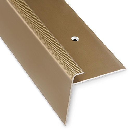 casa pura Treppenkantenprofil 134cm in F-Form aus Aluminium für Laminat | Safety | Bronze (Hell) | 53mm Höhe mit einer Einfasshöhe von 7-8mm