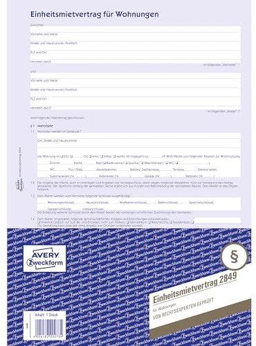 Einheitsmietvertrag Mit Hausordnung A4 50 Stück