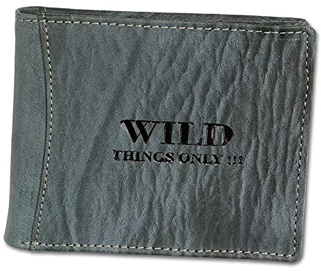 Bag Street Herren Geldbörse Portemonnaie Geldbeutel Rustikal Rindleder Leder 5453, Grau, 12,5 cm x 9,5 cm