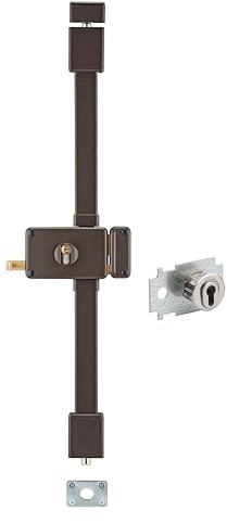 THIRARD Serrure 3 Points en Applique à Tirage, Gauche, A2P*, Axe 70 mm | Modèle Horga, Pour Porte d'Entrée, Transit 2 30x65 mm, 4 Clés, Entraxe 68 mm, Carré 6 mm, Acier, Finition Verni