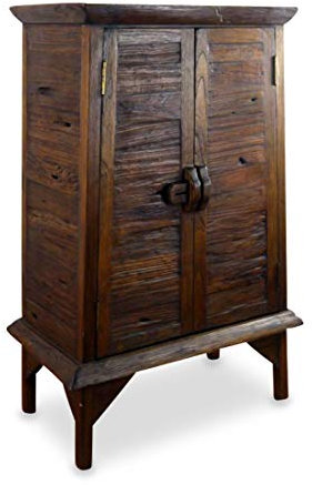 livasia Massivholzschrank aus Teakholzplanken (Handarbeit) Wohn -und Esszimmerschränkchen (groß)