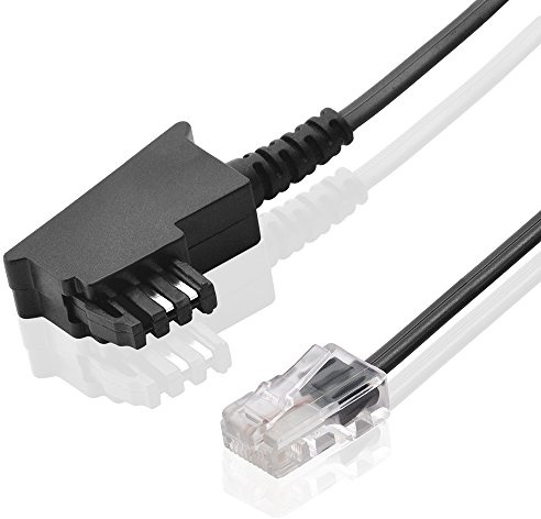 1 Meter Internet DSL Patch LAN Router Kabel, TAE-F Stecker auf RJ45 Stecker, Schwarz