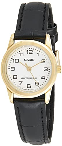 Casio LTP-V001GL-7BUDF Montre analogique pour Femme en Cuir à Quartz Noir, Bracelet, Bracelet