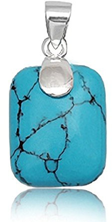 EYS JEWELRY® Damen-Anhänger Eckig 24 x 15 mm Türkis 925 Sterling Silber grün-blau türkis im Etui Damenanhänger