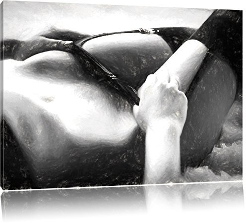 Pixxprint Sexy Frauenkörper mit Dessous, Größe: 60x40cm, Leinwandbild, fertig gespannt, Wandbild, Dekoration, Kunstdruck, kein Poster