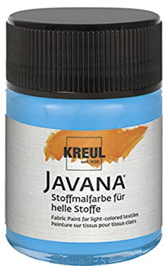 KREUL 91932 - Javana Stoffmalfarbe für helle Stoffe, 50 ml Glas in leuchtblau, geschmeidige Farbe auf Wasserbasis mit cremigem Charakter, dringt fasertief ein, waschecht nach Fixierung