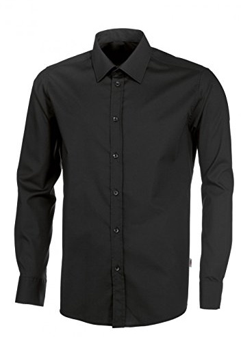 BP 1563-682-32-45/46 Herrenhemd, Lange Ärmel mit Manschetten, 125,00 g/m² Stoffmischung mit Stretch, schwarz, 45/46