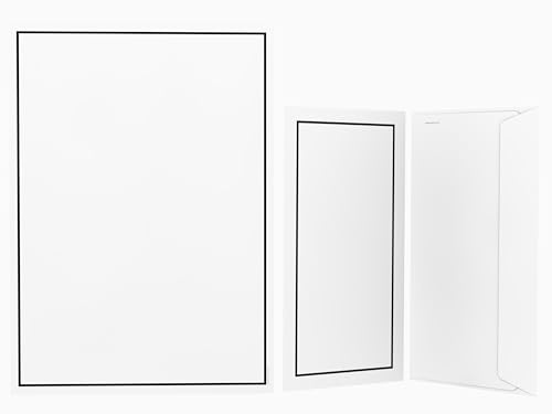 Trauerpapier-Set Trauerrand, 50 Blatt A4 + 50 komplett bedruckte Briefumschläge DIN LANG, für Laser/Ink/Copy/Hand
