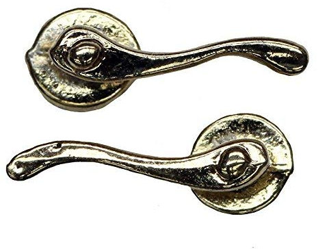 MyTinyWorld Dolls House Miniature 2 x Victorian Brass Scroll Door Handles