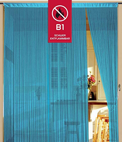 Kaikoon Fadenvorhang Fadenstore Messe B1 schwer entflammbar 90 cm x 240 cm (BxH) hellblau Neu