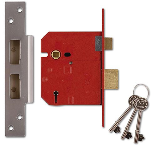 Union Locks 2234E 5 Lever BS Mortice Sash Lock 79.5mm - Satin Chrome Finish (Visi Pack)