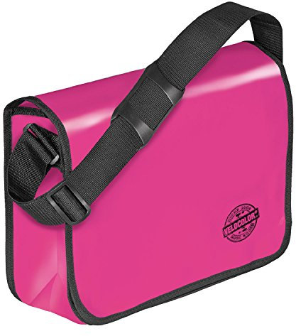 VELOFLEX 7000371 - Umhängetasche Velocolor, aus LKW-Plane, mit Handyfach, 2 Stiftfächern und Einsteckfach, pink, 1 Stück