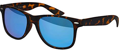 Hochwertige Nerd-Sonnenbrille, Retro, Vintage, Gummi, Unisex, mit Federscharnier, 101 Farben, Blau