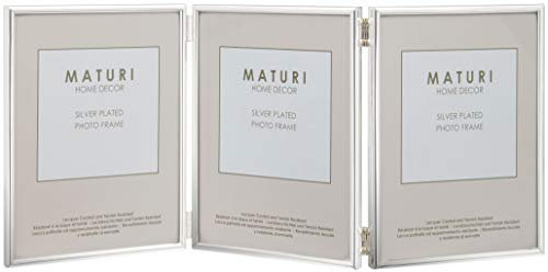 Maturi 15 x 20 cm Bilderrahmen für 3 Fotos, versilbert, dünner Rand, 6 x 8 Zoll