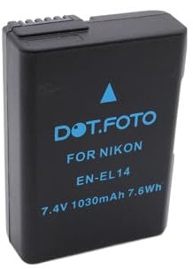 Dot.Foto EN-EL14, EN-EL14a Premium 7.4v / 1030mAh Batterie Rechargeable pour Nikon DF D3100 D3200 D3300 D3400 D3500 D5100 D5200 D5300 D5500 D5600 Coolpix P7000 P7100 P7700 P7800