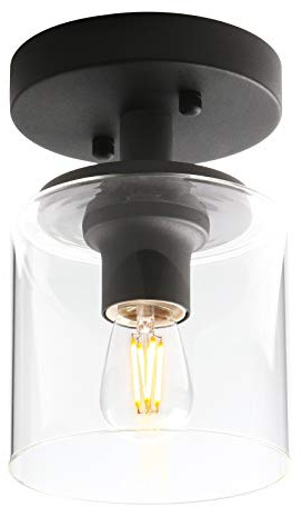 Yosoan klar Glas Vintage Look Deckenleuchte Pendelleuchte Hängeleuchte Vintage Industrie Loft-Pendelleuchte Hängelampen Hängeleuchte (Schwarz Farbe)