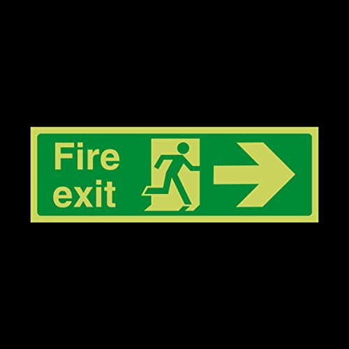 Fire Exit Arrow Right Photoluminescent Plastic Sign with double sided fixing tape - Emergency/Fire Exit/Extinguisher (EE11)