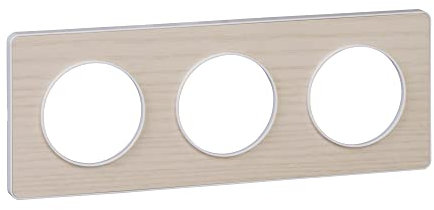 Schneider Electric - Odace Touch, plaque Bois nordique liseré Blanc 3 postes horiz./vert. 71mm - S520806M