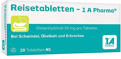 Reisetabletten – 1 A Pharma ® Arzneimittel bei Schwindel, Übelkeit und Erbrechen: 20 Tabletten
