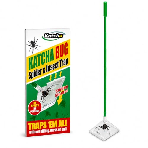 Katcha® - Attrape-araignée de type fausses veuves noires- Poignée en 3 parties - Piégez et attrapez des araignées sans vous approcher
