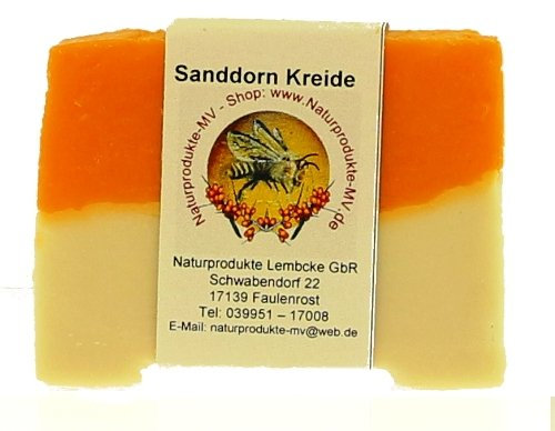Sanddorn-Kreide Seife 100g handgesiedet