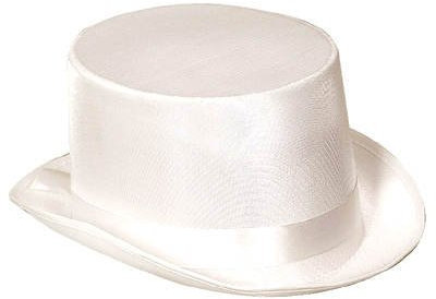 PARTY DISCOUNT Hut Satin-Zylinder für Damen & Herren, weiß, KW 57