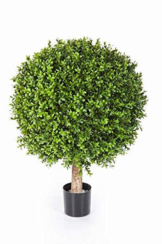 artplants.de Künstliche Buchskugel Tom auf Stamm, 1090 Blätter, 55cm, Ø 40cm - Künstlicher Buchsbaum Buxkugel Buchsbaumkugel