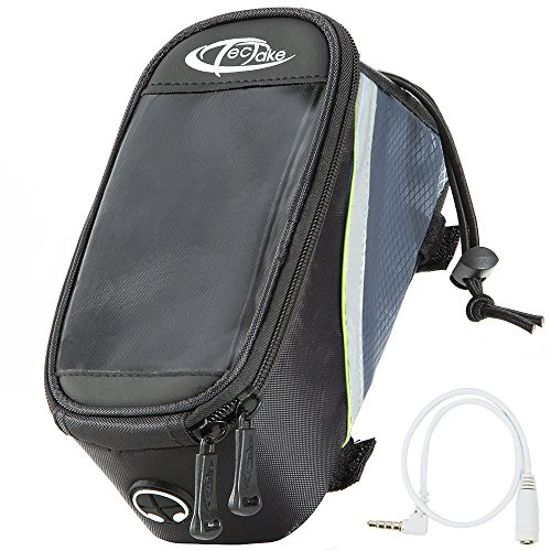 tectake® Handy Fahrradtasche, Fahrrad Rahmentasche, Fahrradtasche Rahmen, Handyhalter wasserabweisend, Handyhalterung, Fahrrad Tasche, Rennrad Zubehör, e Bike oder Mountainbike - Schwarz-Grün, M
