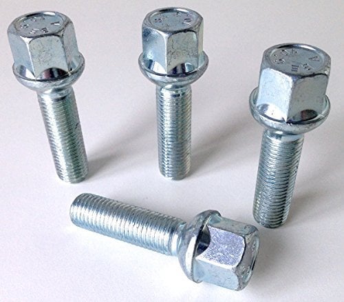 Spot On Set of 4 alloy wheel bolts M12 x 1.5 thread 40mm long, radius seat, 17mm Hex suitable for Mercedes