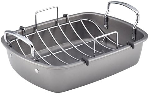 Circulon 56539 Nonstick Roasting Pan/Roaster with Rack, Stainless_Steel, Gray
